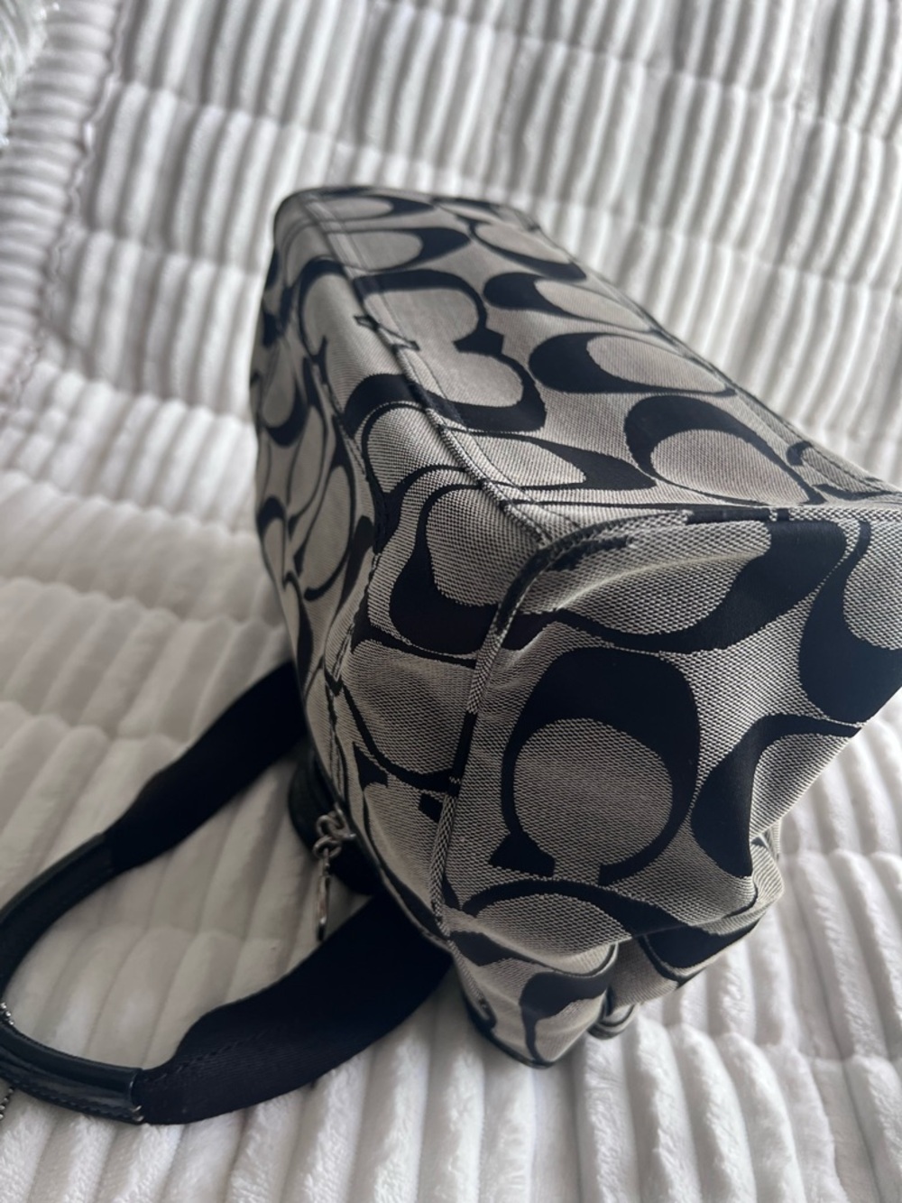 Coach Black and Gray Signature Canvas Tote Bag - Picture 13 of 16